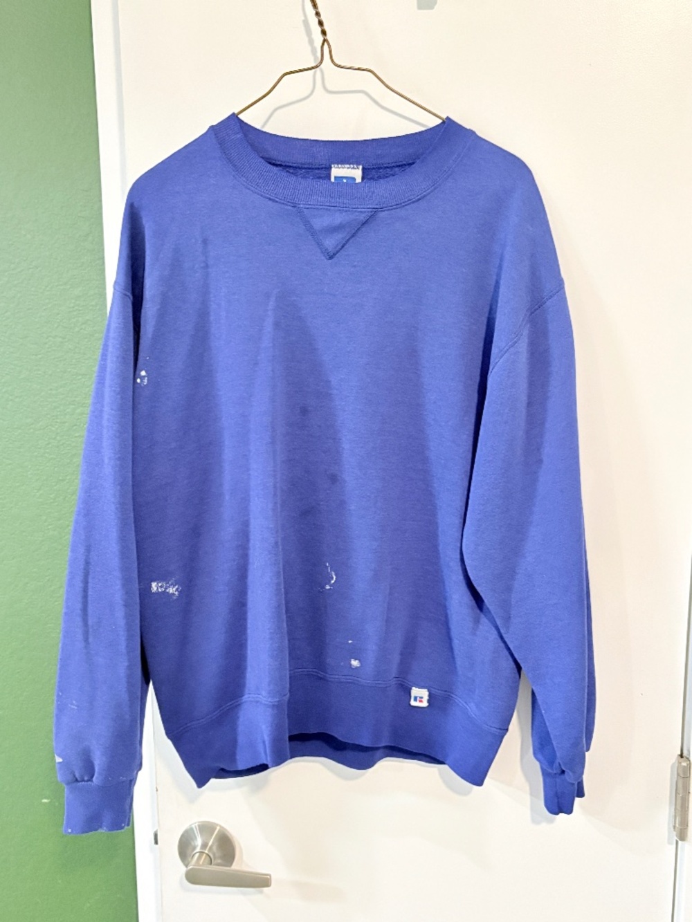 Vintage 90s Russell Athletic Royal Blue Crewneck Sweatshirt USA Made M